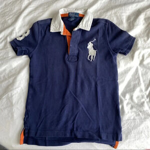 Top tee shirt Polo Ralph Lauren 7T big polo shirt sleeves blue